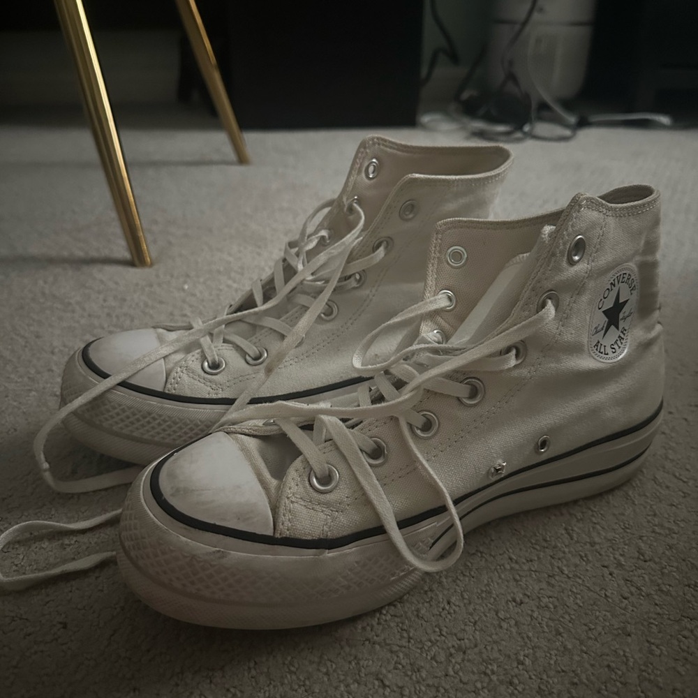White high top platform converse